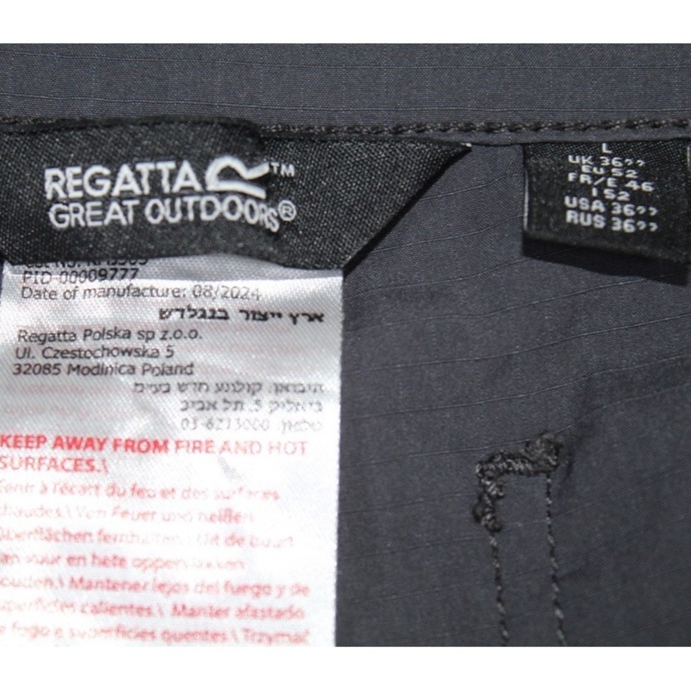 Regatta Outdoor Men Large Grey Hiking Shorts Wicking Made From Recycled Material - Picture 9 of 9